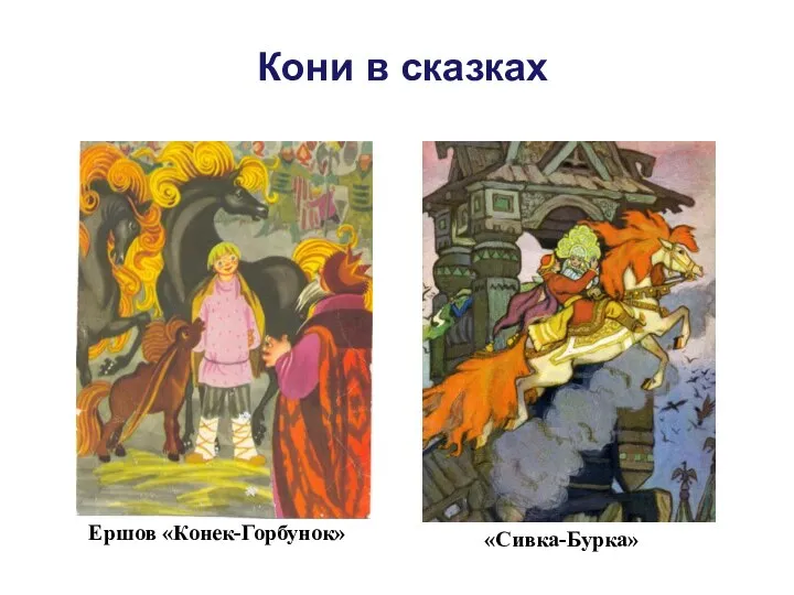 Кони в сказках Ершов «Конек-Горбунок» «Сивка-Бурка»