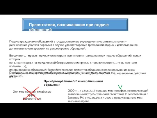 Препятствия, возникающие при подаче обращений Подача гражданами обращений в государственные учреждения