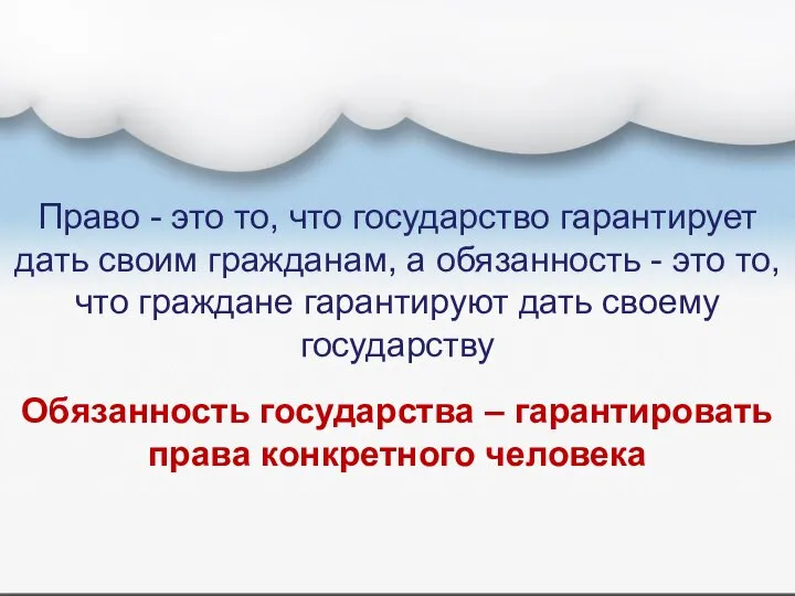 Право - это то, что государство гарантирует дать своим гражданам, а