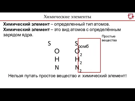 Химический элемент – определенный тип атомов. Химический элемент – это вид