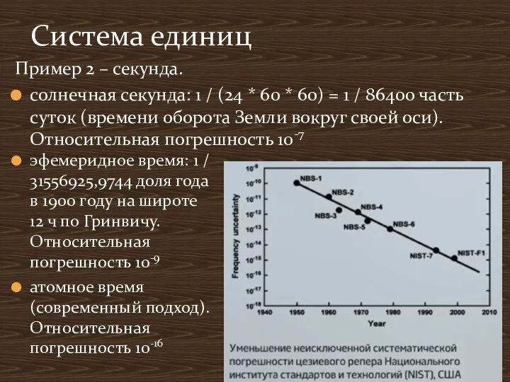 Система единиц Пример 2 – секунда. солнечная секунда: 1 / (24