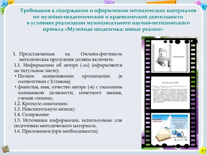 Представляемая на Онлайн-фестиваль методическая продукция должна включать: 1.1. Информацию об авторе