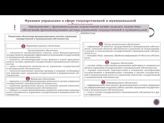 Функции управления в сфере государственной и муниципальной собственности Одновременно с функциональными