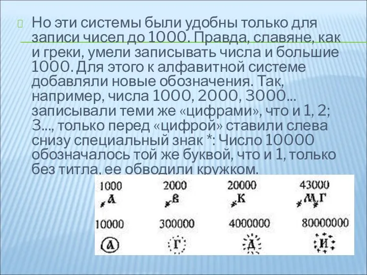 Но эти системы были удобны только для записи чисел до 1000.