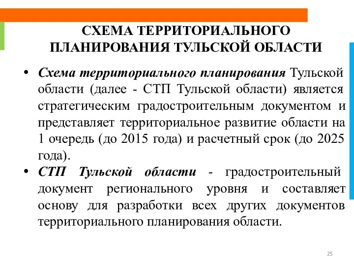 СХЕМА ТЕРРИТОРИАЛЬНОГО ПЛАНИРОВАНИЯ ТУЛЬСКОЙ ОБЛАСТИ Схема территориального планирования Тульской области (далее