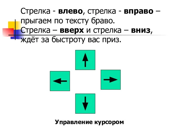 Стрелка - влево, стрелка - вправо – прыгаем по тексту браво.