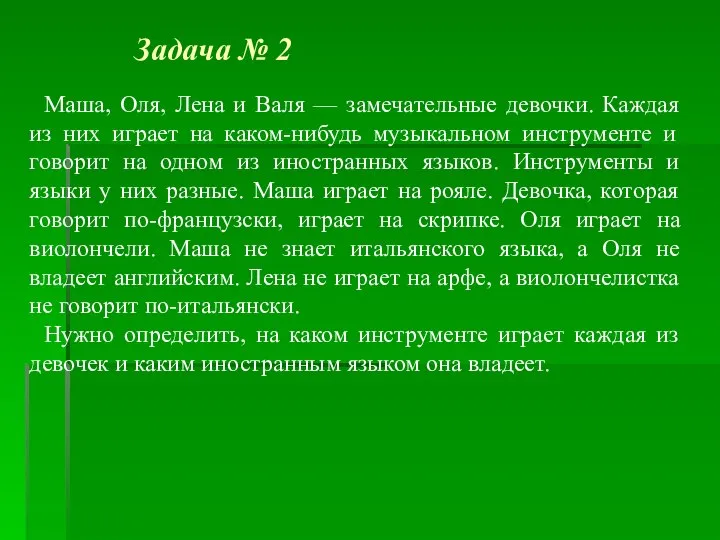 Маша, Оля, Лена и Валя — замечательные девочки. Каждая из них