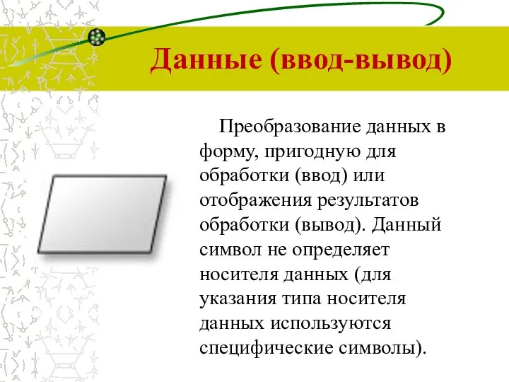 Данные (ввод-вывод) Преобразование данных в форму, пригодную для обработки (ввод) или