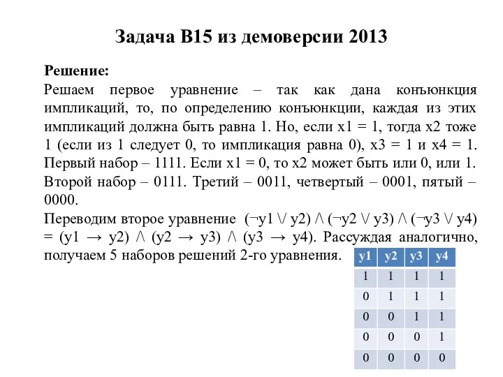 Задача B15 из демоверсии 2013 Решение: Решаем первое уравнение – так