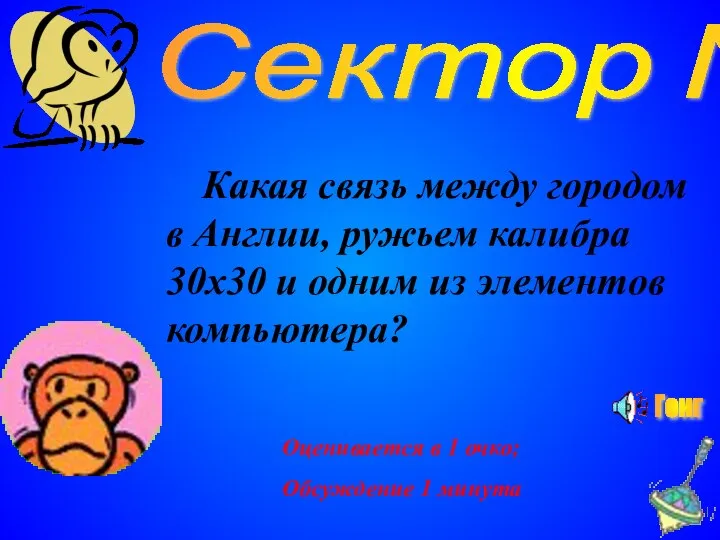 Сектор №7 Какая связь между городом в Англии, ружьем калибра 30x30