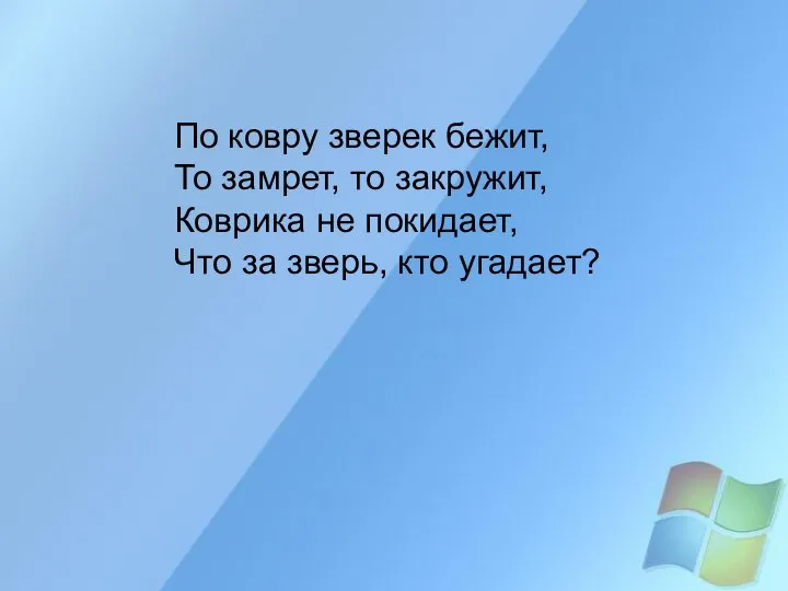 По ковру зверек бежит, То замрет, то закружит, Коврика не покидает, Что за зверь, кто угадает?