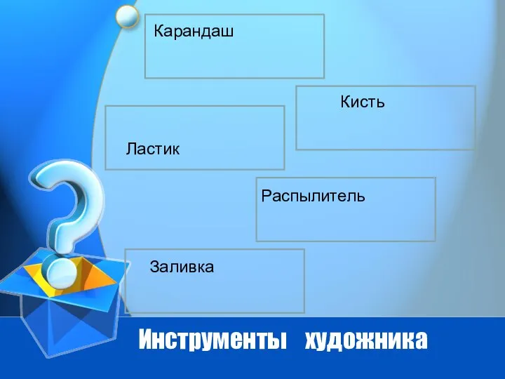 Инструменты художника Карандаш Кисть Ластик Распылитель Заливка