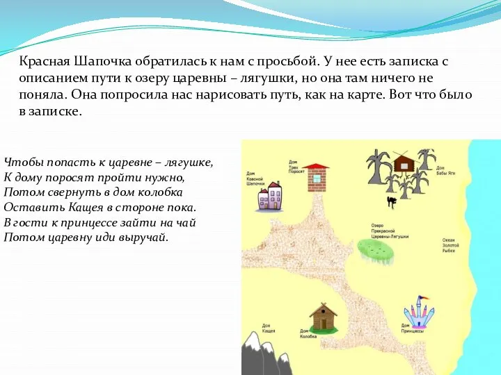 Чтобы попасть к царевне – лягушке, К дому поросят пройти нужно,