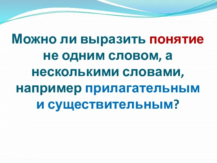 Можно ли выразить понятие не одним словом, а несколькими словами, например прилагательным и существительным?