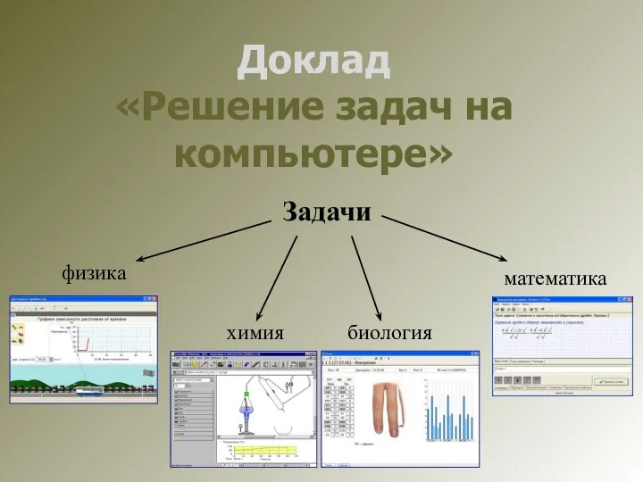 Доклад «Решение задач на компьютере» физика Задачи химия биология математика