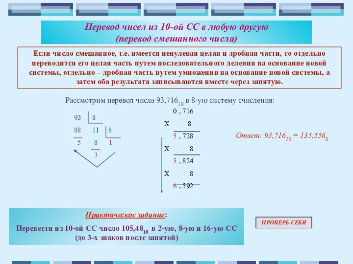 Перевод чисел из 10-ой СС в любую другую (перевод смешанного числа)