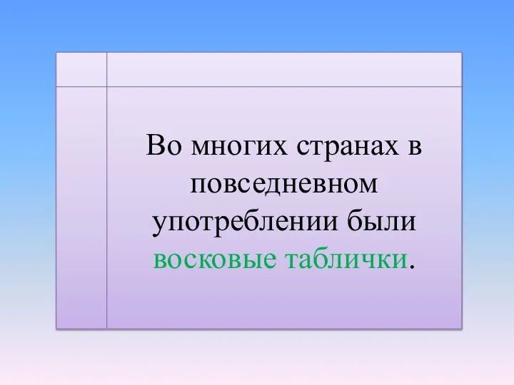 Во многих странах в повседневном употреблении были восковые таблички.