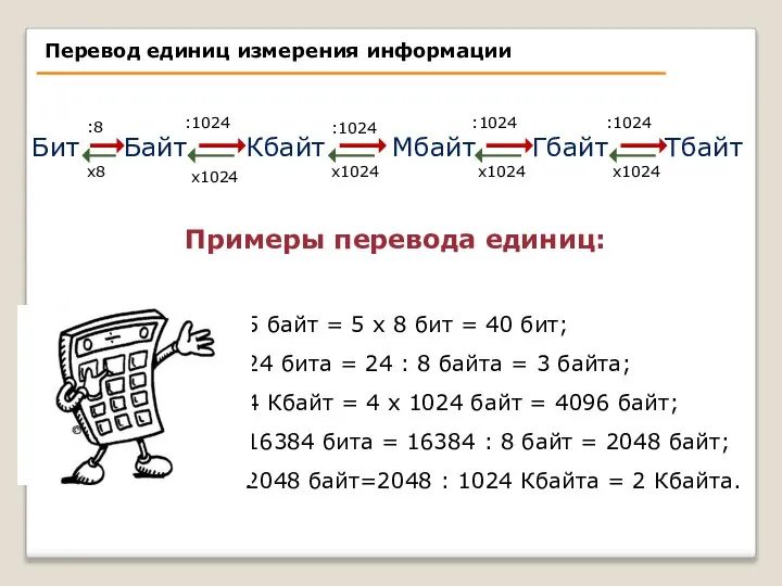 5 байт = 5 х 8 бит = 40 бит; 24