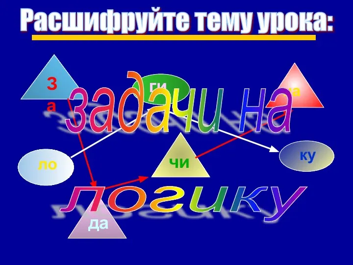 Расшифруйте тему урока: задачи на логику