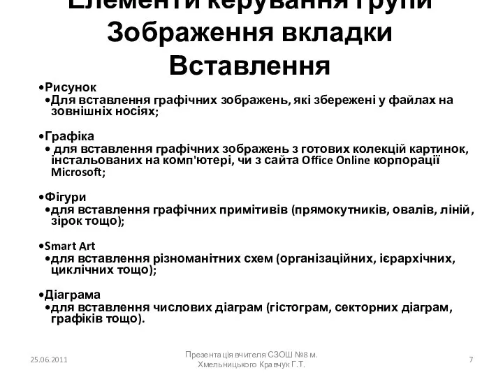 Рисунок Для вставлення графічних зображень, які збережені у файлах на зовнішніх