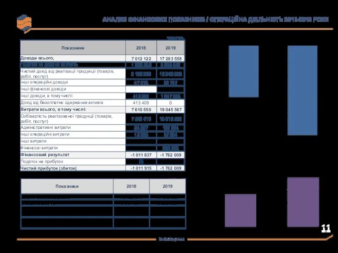 АНАЛИЗ ФІНАНСОВИХ ПОКАЗНИКІВ / ОПЕРАЦІЙНА ДІЯЛЬНІСТЬ 2018-2019 РОКИ