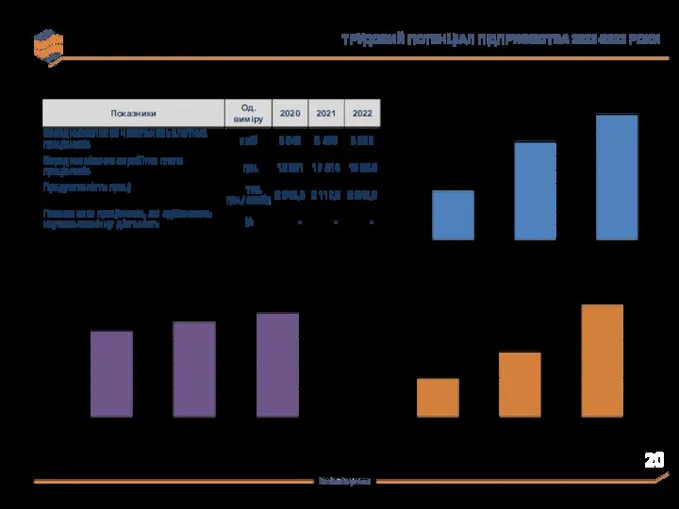 TРУДОВИЙ ПОТЕНЦІАЛ ПІДПРИЄМСTВА 2020-2022 РОКИ