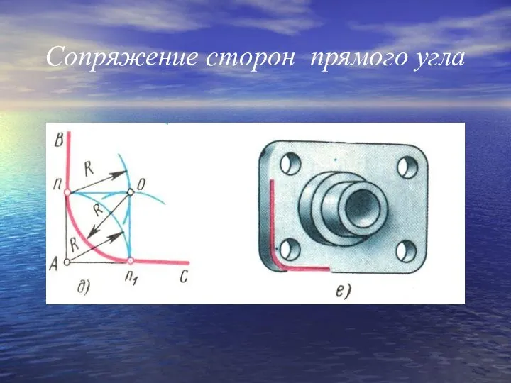 Сопряжение сторон прямого угла