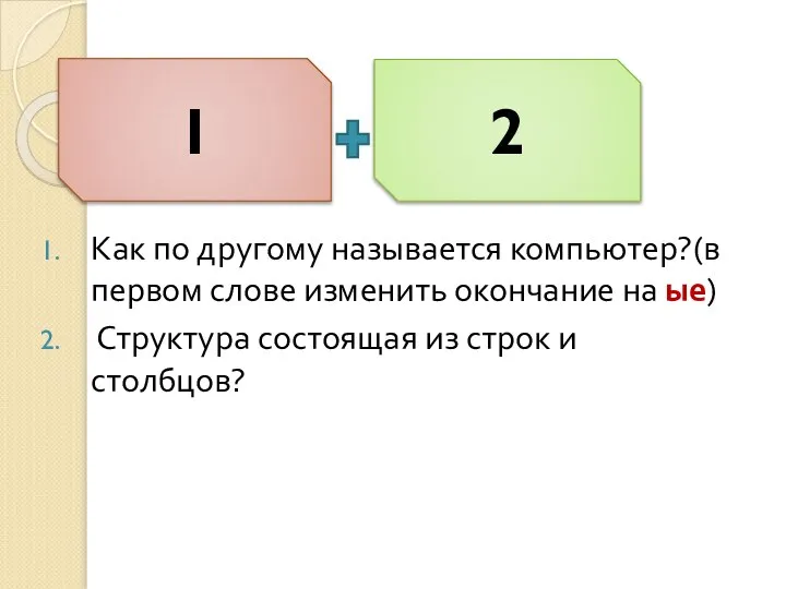 2 1 Как по другому называется компьютер?(в первом слове изменить окончание