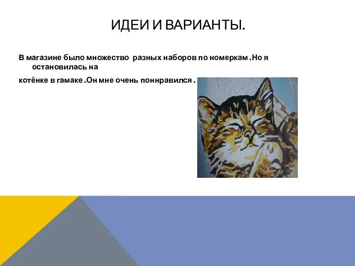 ИДЕИ И ВАРИАНТЫ. В магазине было множество разных наборов по номеркам