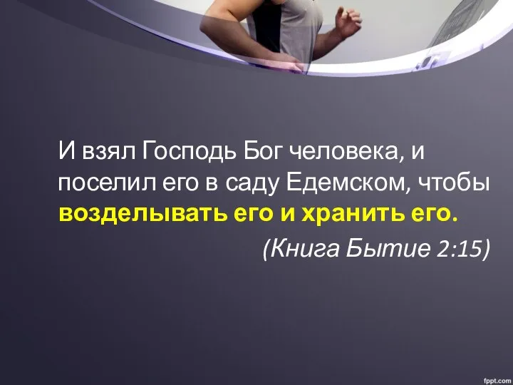 И взял Господь Бог человека, и поселил его в саду Едемском,