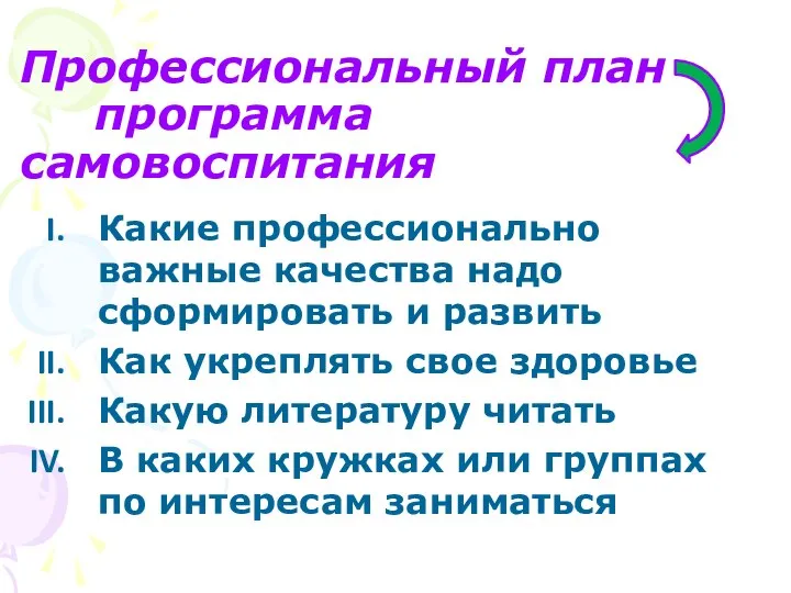 Профессиональный план программа самовоспитания Какие профессионально важные качества надо сформировать и