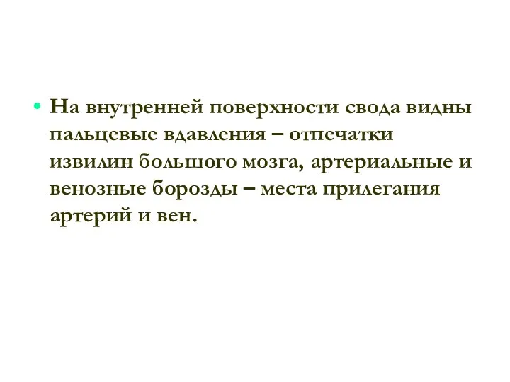 На внутренней поверхности свода видны пальцевые вдавления – отпечатки извилин большого