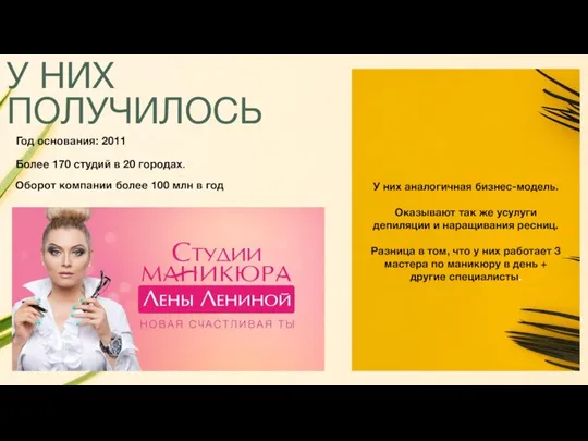 У НИХ ПОЛУЧИЛОСЬ Год основания: 2011 У них аналогичная бизнес-модель. Оказывают