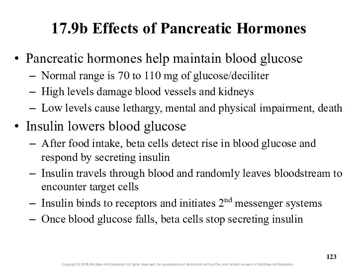 17.9b Effects of Pancreatic Hormones Pancreatic hormones help maintain blood glucose