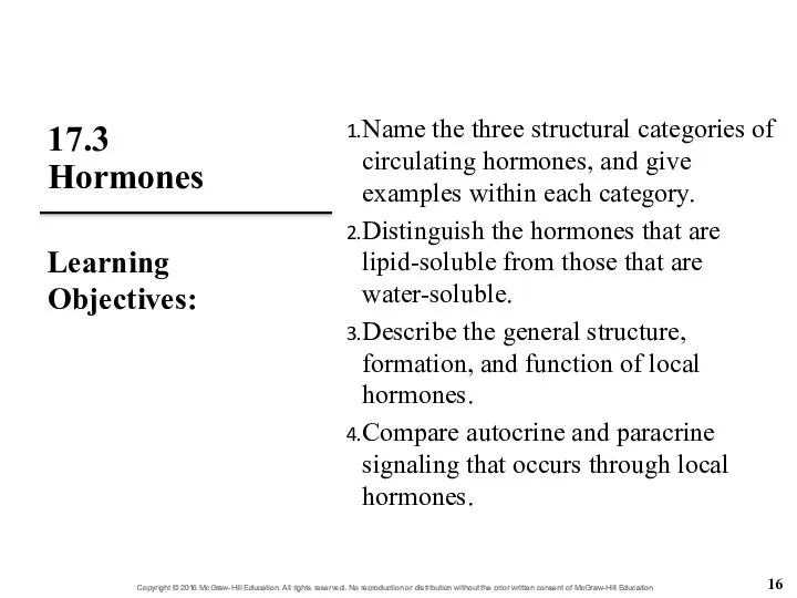 17.3 Hormones Name the three structural categories of circulating hormones, and