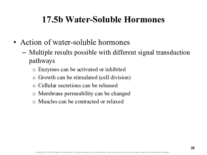 17.5b Water-Soluble Hormones Action of water-soluble hormones Multiple results possible with
