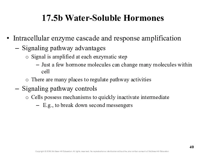 17.5b Water-Soluble Hormones Intracellular enzyme cascade and response amplification Signaling pathway