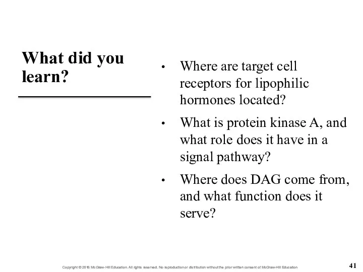 What did you learn? Where are target cell receptors for lipophilic