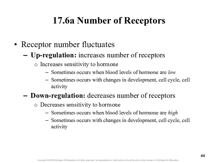 17.6a Number of Receptors Receptor number fluctuates Up-regulation: increases number of