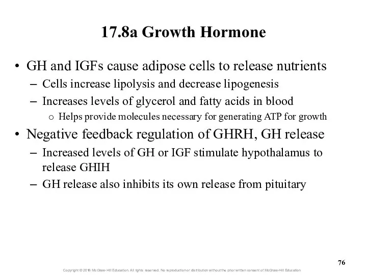 17.8a Growth Hormone GH and IGFs cause adipose cells to release