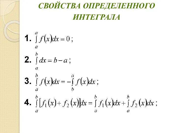 СВОЙСТВА ОПРЕДЕЛЕННОГО ИНТЕГРАЛА