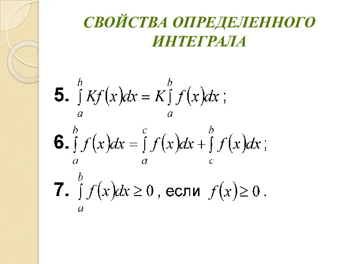 СВОЙСТВА ОПРЕДЕЛЕННОГО ИНТЕГРАЛА