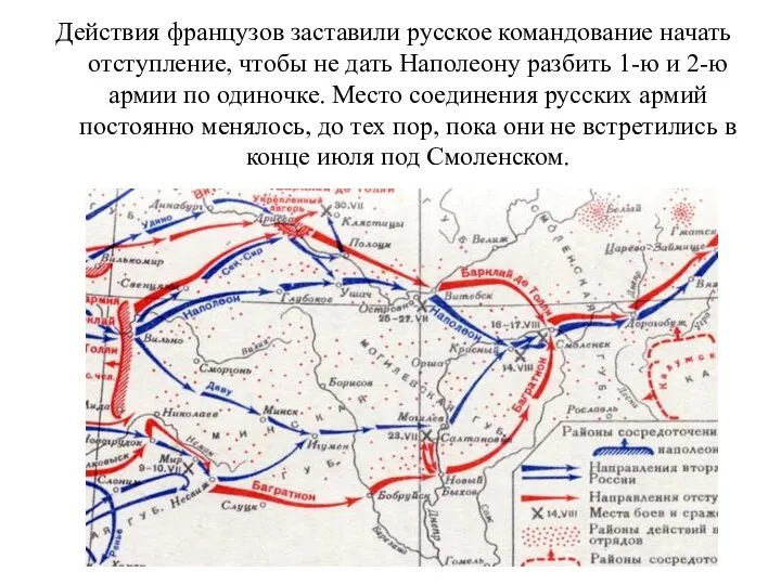 Действия французов заставили русское командование начать отступление, чтобы не дать Наполеону