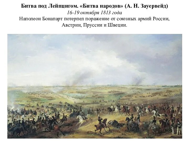 Битва под Лейпцигом. «Битва народов» (А. Н. Зауервейд) 16-19 октября 1813