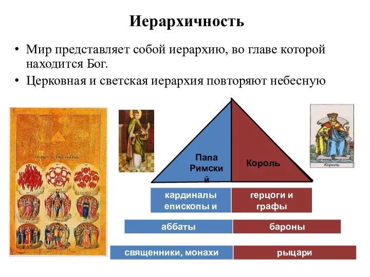 Иерархичность Мир представляет собой иерархию, во главе которой находится Бог. Церковная