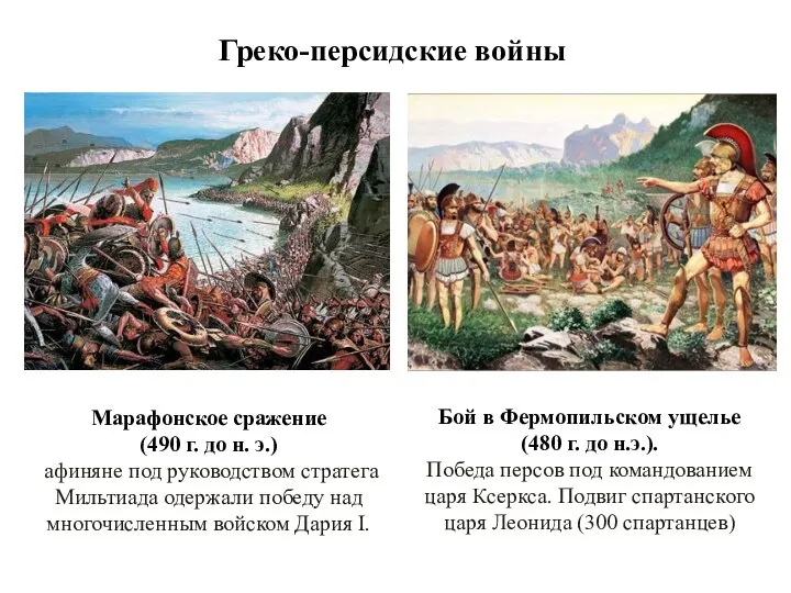 Греко-персидские войны Марафонское сражение (490 г. до н. э.) афиняне под