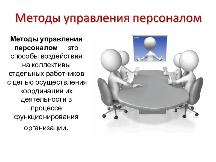 Методы управления персоналом — это способы воздействия на коллективы отдельных работников