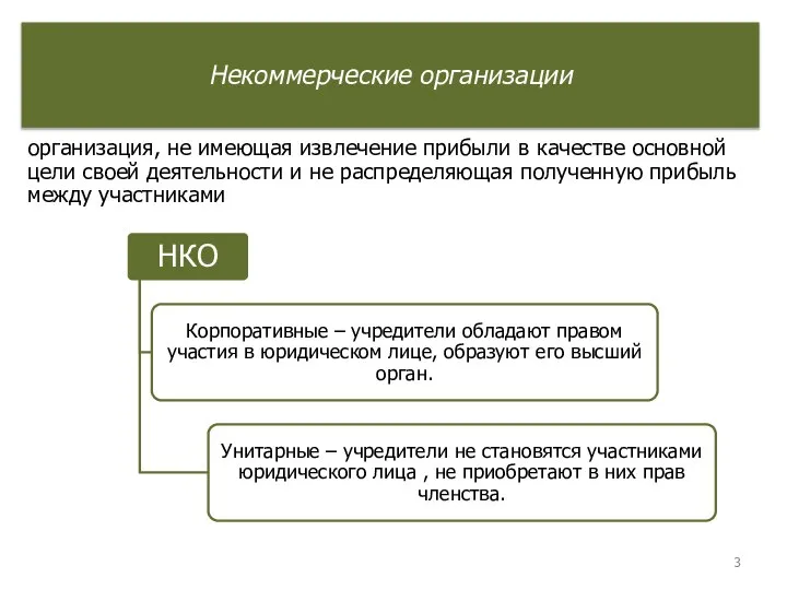 организация, не имеющая извлечение прибыли в качестве основной цели своей деятельности