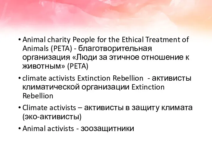 Animal charity People for the Ethical Treatment of Animals (PETA) -