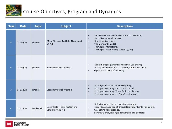 Course Objectives, Program and Dynamics